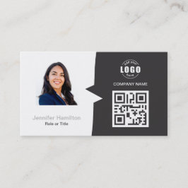Cartão De Visita Ca comercial de Cinzas de fotos QRCode personaliza