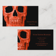 Cabeça Caveira Gótica Neon Orange Black Tatuagem C