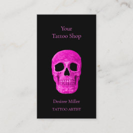 Cartão De Visita Cabeça Caveira Gótica Neon Pink Compro de Tatuagem