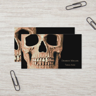 Cartão De Visita Cabeça Crônica Gótica Tan Brown Black Tattoo Co