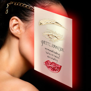 Cartão De Visita Cabeça Lash Maqueamento Permanente QRCode Dourado 