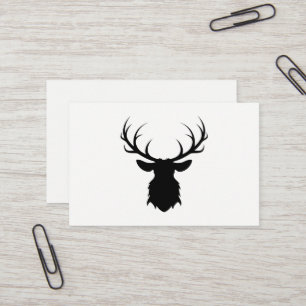 Cartão De Visita Cabeça preta dos cervos com silhueta dos Antlers