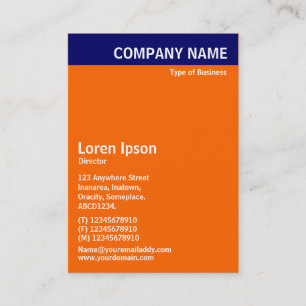 Cartão De Visita Cabeçalho Vertical - Azul com Laranja e Branco