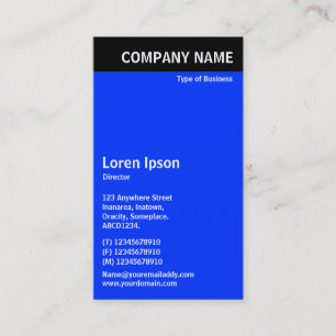 Cartão De Visita Cabeçalho Vertical - Preto com Azul 0033FF