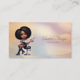 Cartão De Visita Cabeleireira Afro-Americana Elegante Colorida