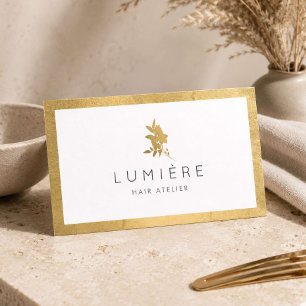 Cartão De Visita Cabeleireira Floral Ouro Luxo