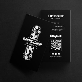 Cartão De Visita Cabeleireiro Barbeiro Preto Ousado Estilista de Ca