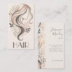 Cartão De Visita Cabeleireiro Bege Boho Creme Salão de Cabelo