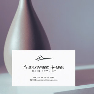 Cartão De Visita Cabeleireiro Branco Elegante Minimalista