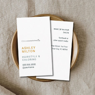 Cartão De Visita Cabeleireiro branco minimalista elegante