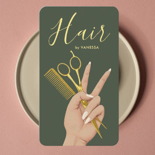 Cartão De Visita Cabeleireiro de Luxo Salão de Cabelo Elegante
