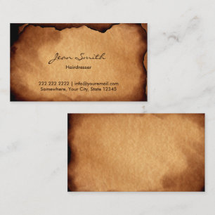 Cartão De Visita Cabeleireiro de papel queimado idoso do vintage