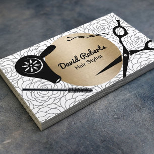 Cartão De Visita Cabeleireiro Dourado do círculo do teste padrão