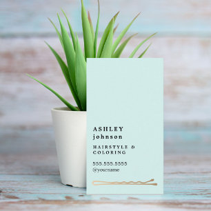 Cartão De Visita Cabeleireiro Dourado Mínimo Elegante Azul Faux