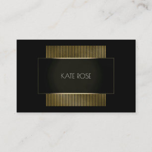 Cartão De Visita Cabeleireiro Dourado preto conceptual mínimo