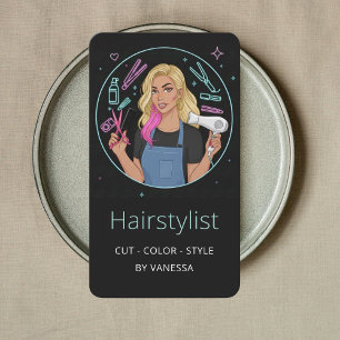 Cartão De Visita Cabeleireiro Elegante Cortes de Cabelo Colorista E