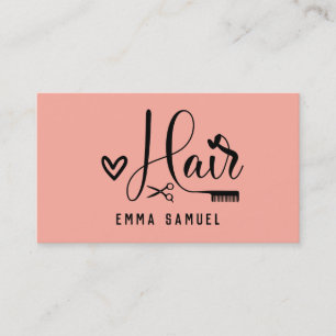 Cartão De Visita Cabeleireiro Elegante Minimalista Peach Coral