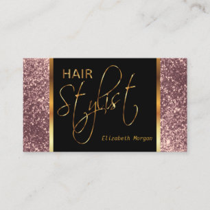 Cartão De Visita Cabeleireiro em um brilho empoeirado do rosa