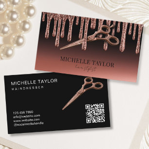 Cartão De Visita Cabeleireiro Esteticista Rosa Dourado Glitter Códi