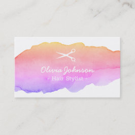 Cartão De Visita Cabeleireiro Freelance da aguarela rosa na moda