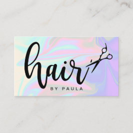 Cartão De Visita cabeleireiro holográfico Na moda