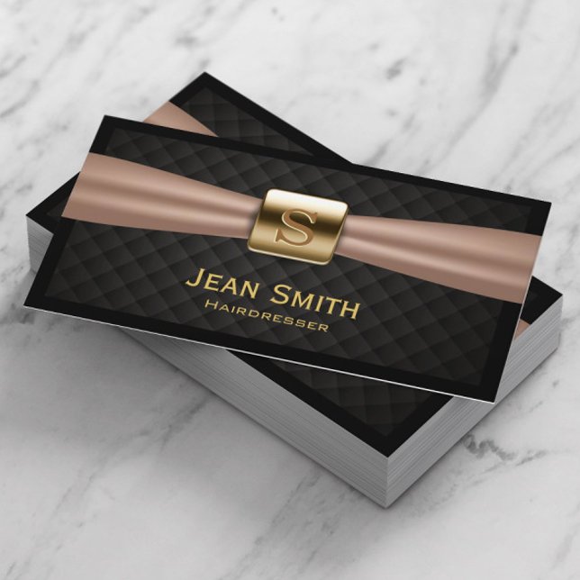 Cartão De Visita Cabeleireiro Inclinado com Diamante Dourado Chic (Criador carregado)