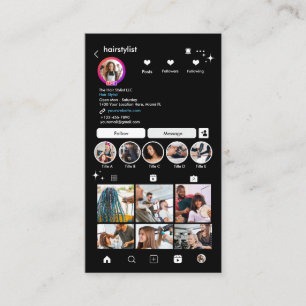 Cartão De Visita Cabeleireiro Instagram Preto   QR de Conexão ao Le