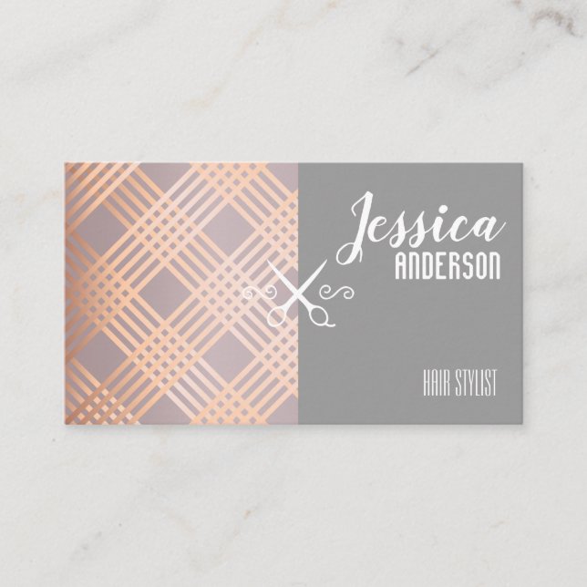 Cartão De Visita Cabeleireiro luxuoso Dourado cor-de-rosa do teste (Frente)