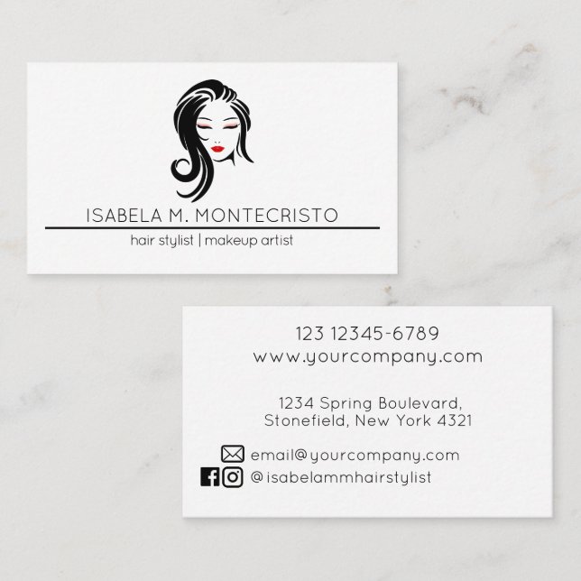 Cartão De Visita Cabeleireiro Minimalista (Frente/Verso)