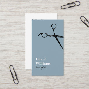 Cartão De Visita Cabeleireiro Minimalista Moderno Azul Branco