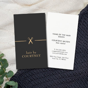 Cartão De Visita Cabeleireiro preto Dourado do falso chique