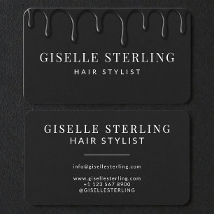 Cartão De Visita Cabeleireiro Preto Dripping Luxe 