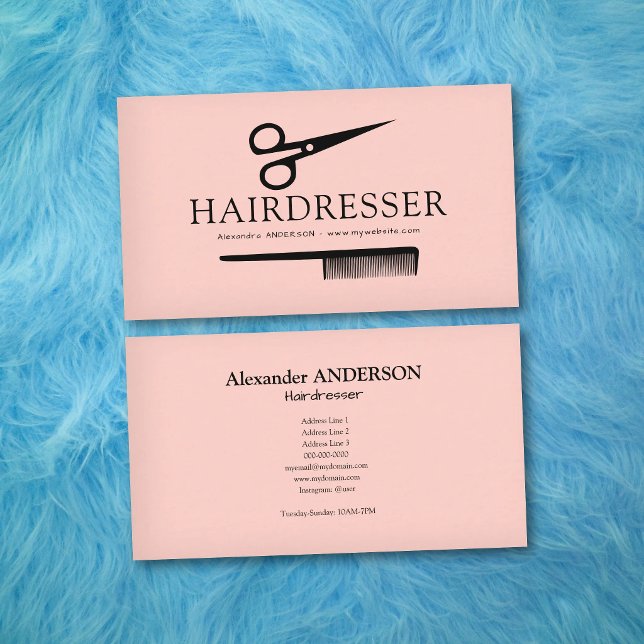 Cartão De Visita Cabeleireiro Rosa (Pink Hairdresser Business Card)