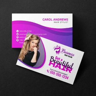 Cartão De Visita Cabeleireiro Salão de Beleza Maquiagem Cabelo Roxo