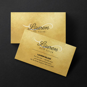 Cartão De Visita Cabeleireiro Salão de Cabelo Brilho Dourado Elegan
