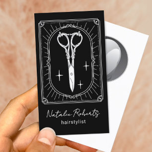 Cartão De Visita Cabeleireiro Tesoura Vintage Doodle Preto Salão