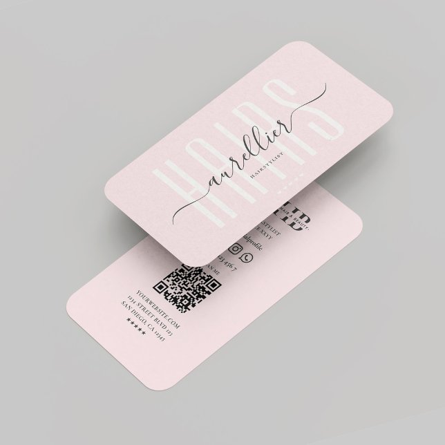 Cartão De Visita Cabeleireiros Modernos Monograma Rosa (Modern Hairstylist Hairs Monogram Pink Business Card
)