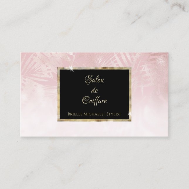 Cartão De Visita Cabelereiro Blush Gold (Frente)