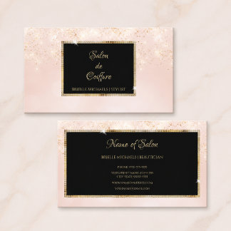 Cartão De Visita Cabelereiro Elegante Rosa Dourado