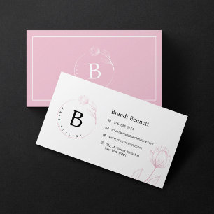Cartão De Visita Cabelereiro Minimalista Desenho Floral Botânico à 