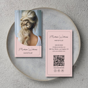 Cartão De Visita Cabelereiro Moderno Rosa