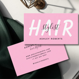 Cartão De Visita Cabelereiro moderno rosa 