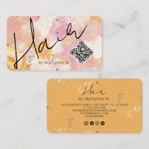 Cartão De Visita Cabelo Abstrato Amarelo Cor-de-Rosa Único