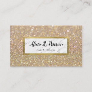 Cartão De Visita Cabelo Artista de Maquiagem de Mármore Dourado