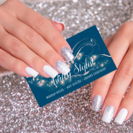 Cartão De Visita Cabelo Artista Salon Eyelash Enfumaçado Azul