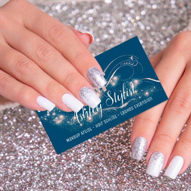 Cartão De Visita Cabelo Artista Salon Eyelash Enfumaçado Azul (Criador carregado)