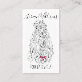 Cartão De Visita Cabelo Cor-de-rosa branco branco moderno, penteado