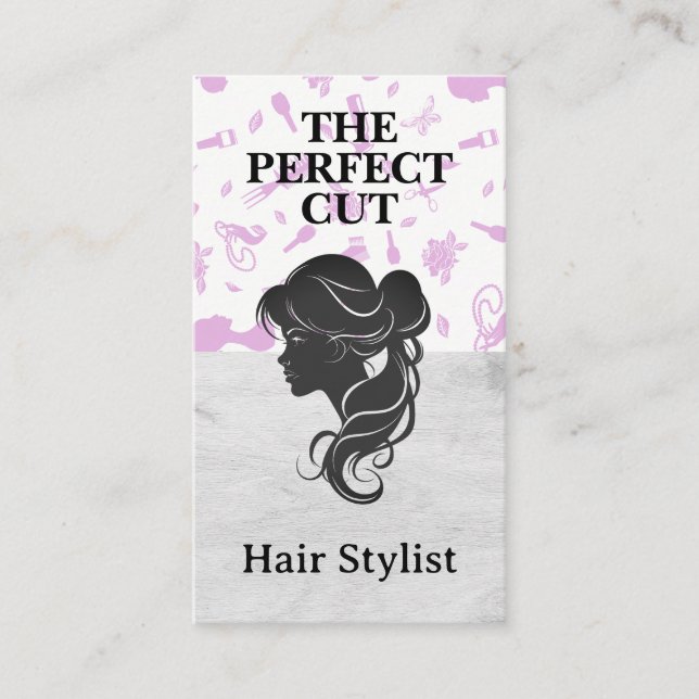 Cartão De Visita Cabelo das mulheres do lado da silhueta (Frente)