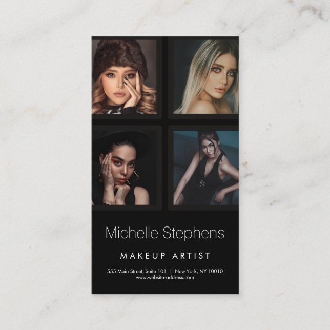 Cartão De Visita Cabelo de Beauticista e Artista Makeup Preto (Frente)