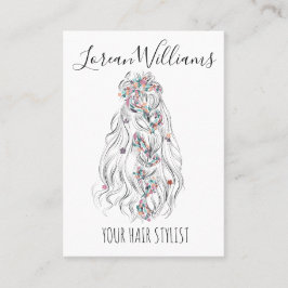 Cartão De Visita Cabelo de Casamento Estilhador Preto Cabelo de Ond